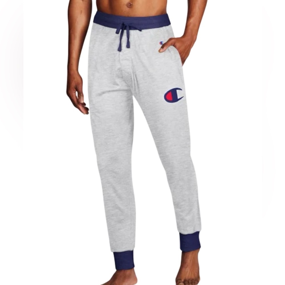 Champion Sleep Jogger Pajama Pants Oxford Grey Heather/Athletic Navy Size Small